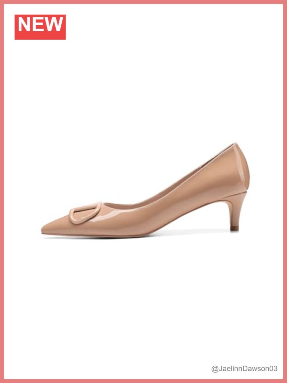 Women Patent Leather Kitten Heel Pumps Pointed Toe Slip On Fashion Shoes